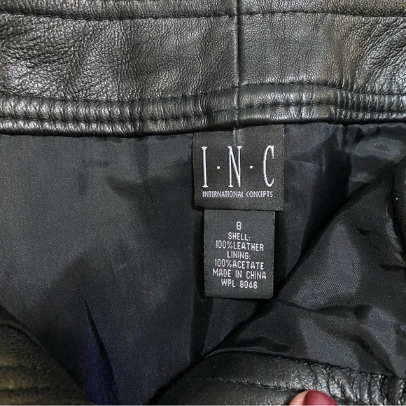 INC International Concepts Size 8 Black Leather Mini Skirt - Picture 5 of 6